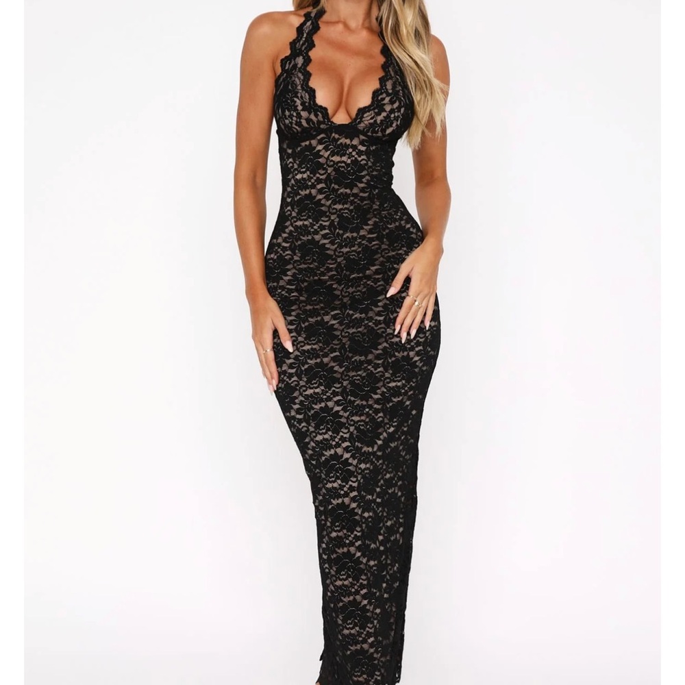 White Fox Boutique Destiny Lace Maxi Dress Black XS